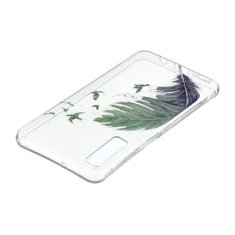 Hoesje voor Samsung Galaxy A7 Transparant Gekleurde Veer