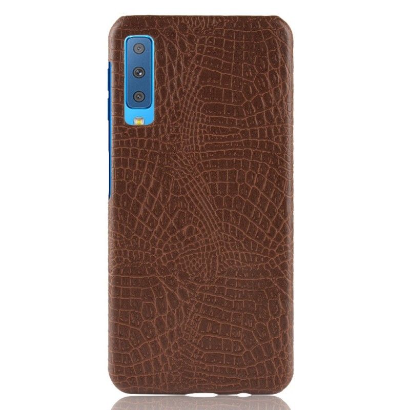 Hoesje voor Samsung Galaxy A7 Wit Zwart Krokodillenhuideffect