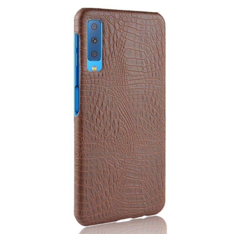 Hoesje voor Samsung Galaxy A7 Wit Zwart Krokodillenhuideffect