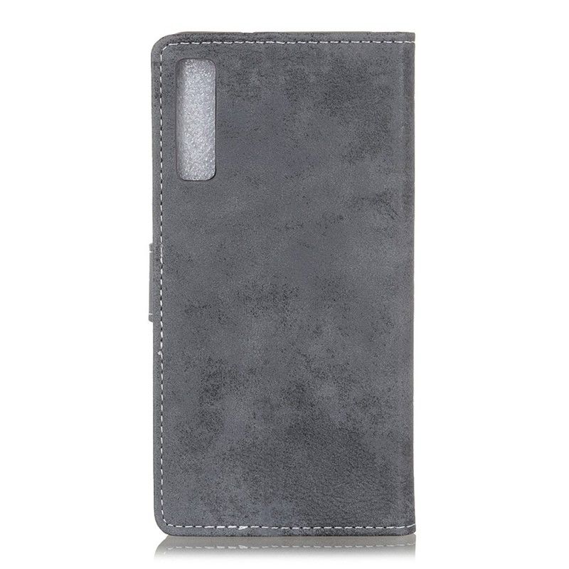 Leren Hoesje Samsung Galaxy A7 Donkerblauw Grijs Vintage Leereffect