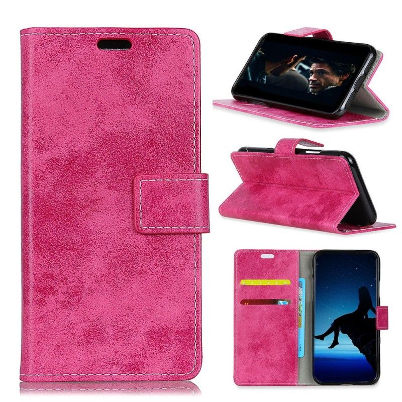 Leren Hoesje Samsung Galaxy A7 Donkerblauw Grijs Vintage Leereffect