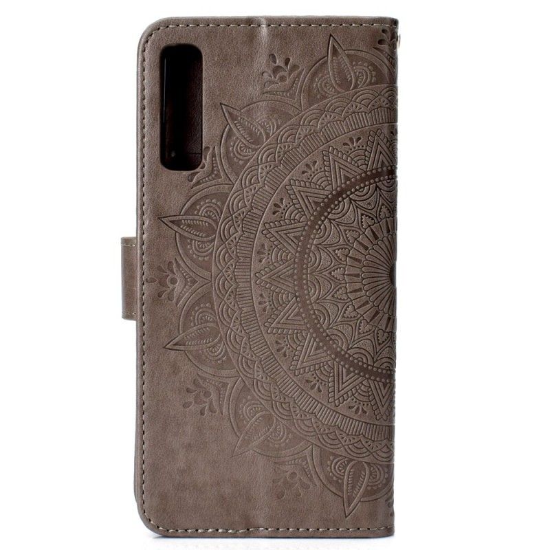 Leren Hoesje Samsung Galaxy A7 Magenta Grijs Telefoonhoesje Zon Mandala