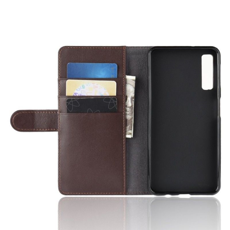 Leren Hoesje voor Samsung Galaxy A7 Bruin Zwart Splitleer