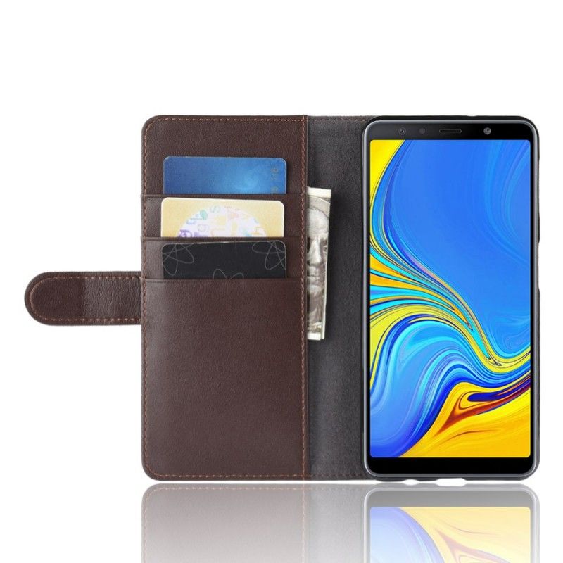 Leren Hoesje voor Samsung Galaxy A7 Bruin Zwart Splitleer