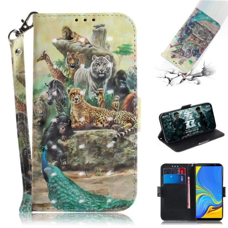 Leren Hoesje voor Samsung Galaxy A7 String Safari Dieren