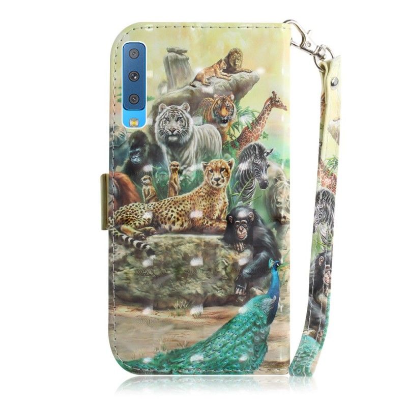 Leren Hoesje voor Samsung Galaxy A7 String Safari Dieren