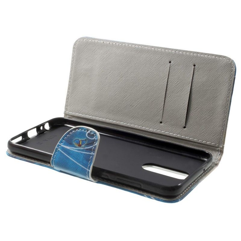 Flip Case Leren Huawei Mate 10 Lite Paars Lichtblauw Kleurrijke Vlinder