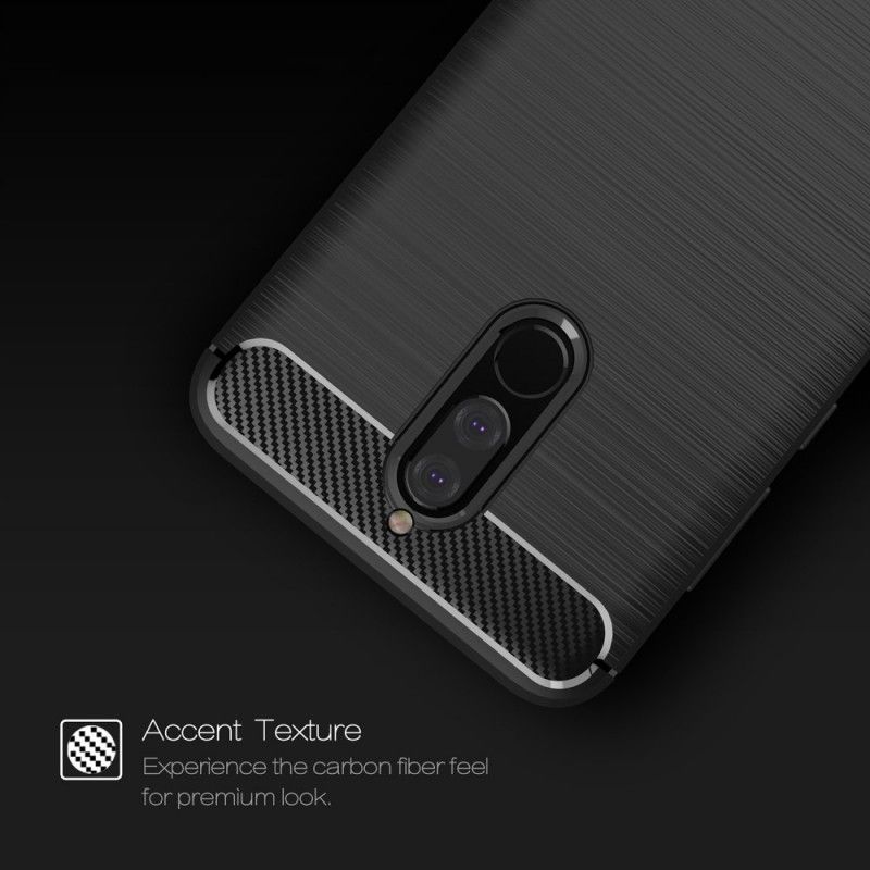 Hoesje voor Huawei Mate 10 Lite Rood Zwart Geborsteld Koolstofvezel