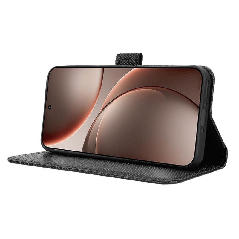 Leren Hoesje Oppo Find X9 5g Diamantstructuur Bescherming Hoesje