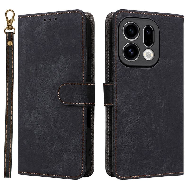 Leren Hoesje Oppo Find X9 5g Suède-effect Met Bandje Bescherming Hoesje