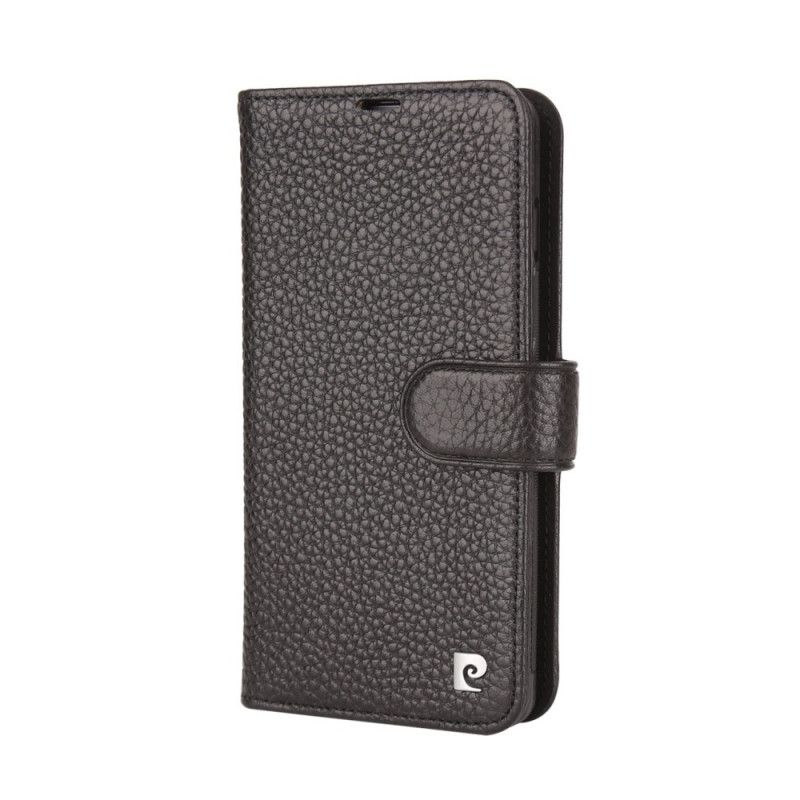 Bescherming Hoesje Samsung Galaxy S10 Bruin Zwart Echt Pierre Cardin Lychee Leer