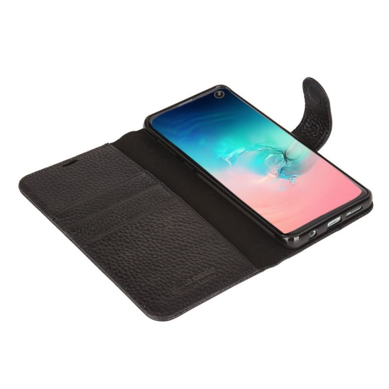 Bescherming Hoesje Samsung Galaxy S10 Bruin Zwart Echt Pierre Cardin Lychee Leer