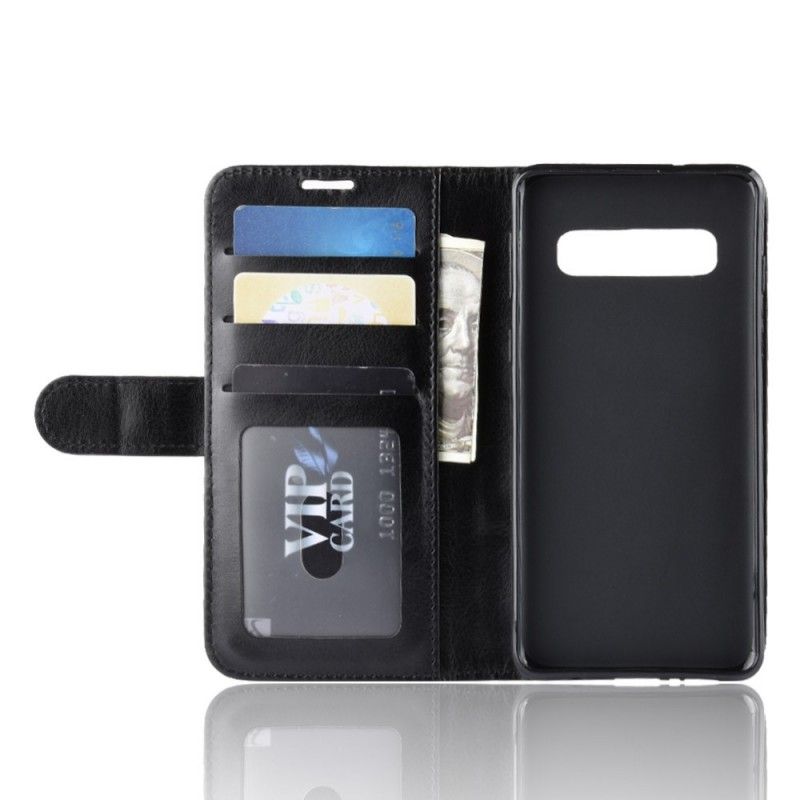 Bescherming Hoesje Samsung Galaxy S10 Wit Zwart Ultra Kunstleer