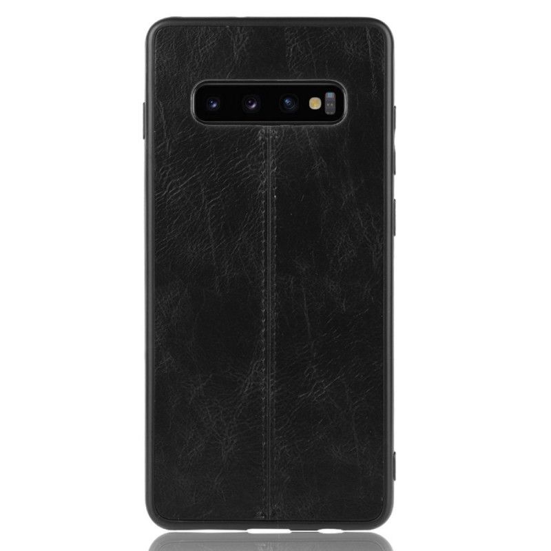 Case Hoesje Samsung Galaxy S10 Rood Zwart Telefoonhoesje Gestikt Leereffect