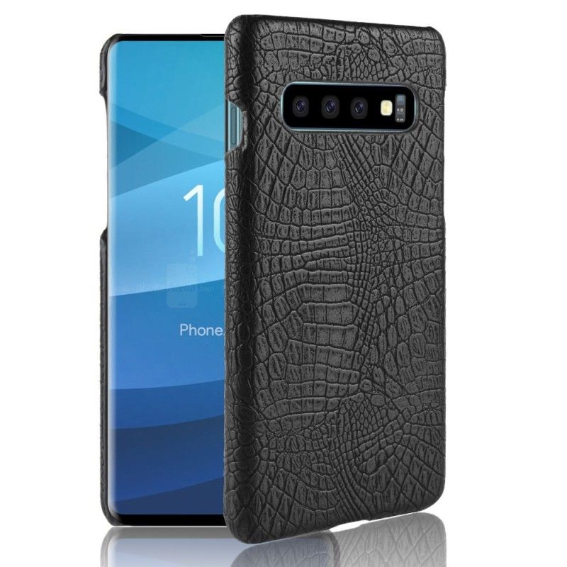 Hoesje Samsung Galaxy S10 Rood Zwart Krokodillenhuideffect