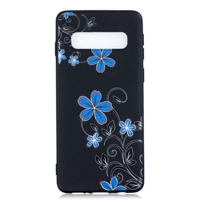 Hoesje Samsung Galaxy S10 Telefoonhoesje Blauwe Bloemen