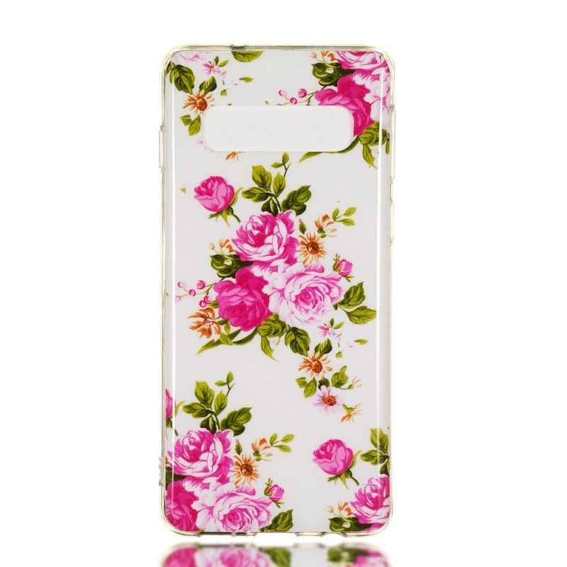 Hoesje Samsung Galaxy S10 Telefoonhoesje Fluorescerende Vrijheidsbloemen