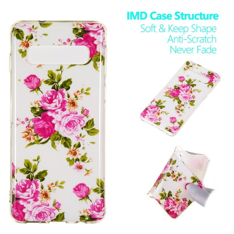 Hoesje Samsung Galaxy S10 Telefoonhoesje Fluorescerende Vrijheidsbloemen