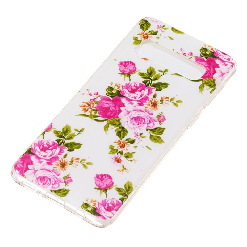 Hoesje Samsung Galaxy S10 Telefoonhoesje Fluorescerende Vrijheidsbloemen