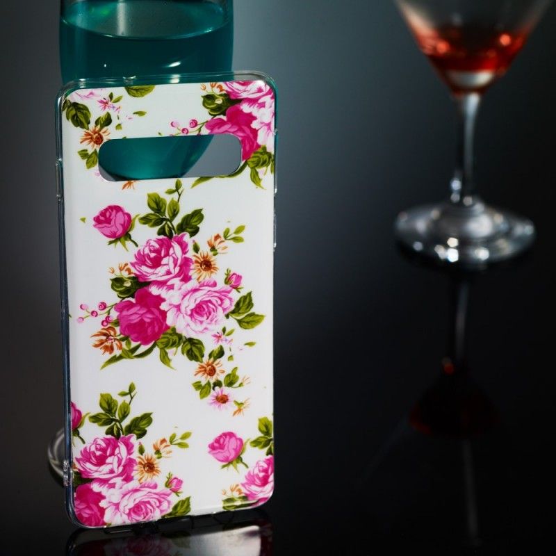 Hoesje Samsung Galaxy S10 Telefoonhoesje Fluorescerende Vrijheidsbloemen