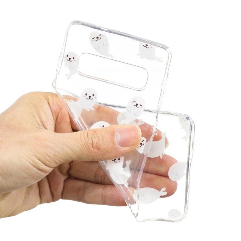 Hoesje Samsung Galaxy S10 Transparante Leuke Zeeleeuwen