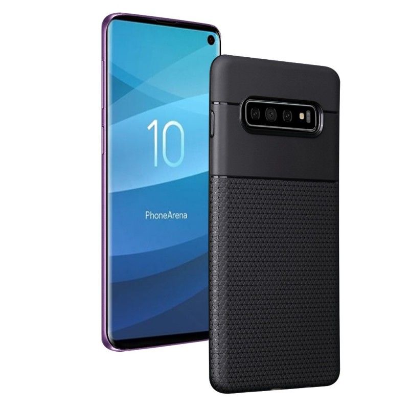 Hoesje Samsung Galaxy S10 Ultrafijne Driehoeken Met Leereffect