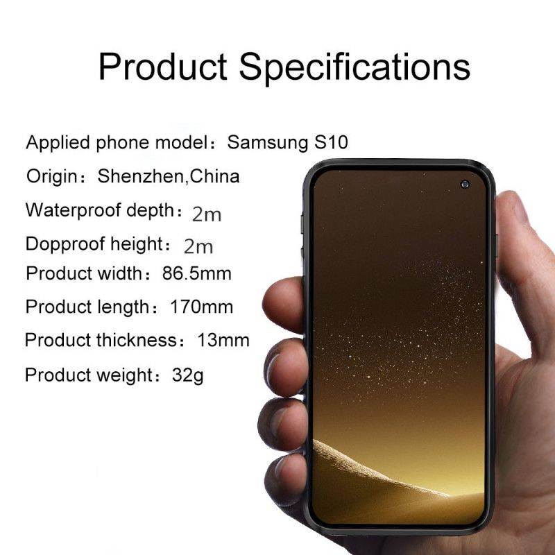 Hoesje Samsung Galaxy S10 Wit Zwart Waterdicht Met Rode Peper Steun