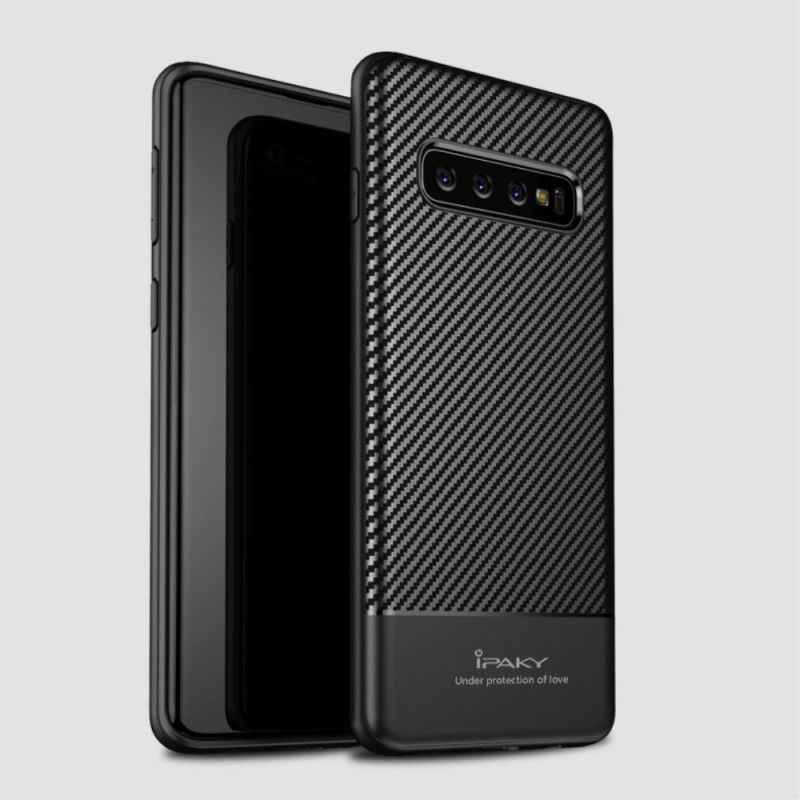 Hoesje voor Samsung Galaxy S10 Grijs Zwart Ipaky Koolstofvezel