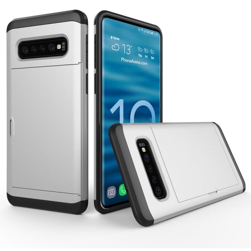 Hoesje voor Samsung Galaxy S10 Grijs Zwart Stijve Flitsende Kaarthouder