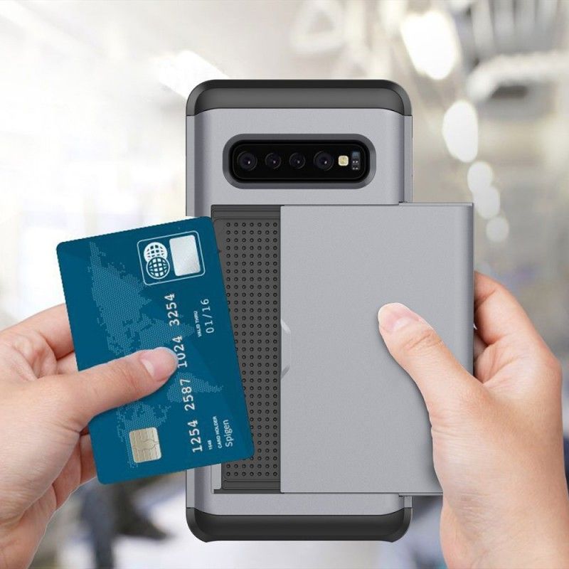 Hoesje voor Samsung Galaxy S10 Grijs Zwart Stijve Flitsende Kaarthouder