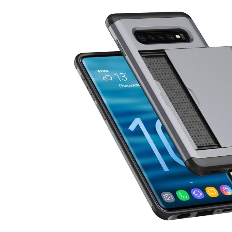 Hoesje voor Samsung Galaxy S10 Grijs Zwart Stijve Flitsende Kaarthouder