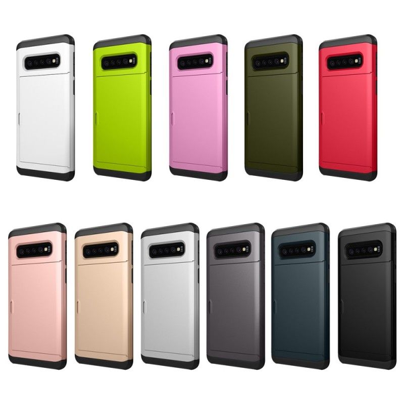Hoesje voor Samsung Galaxy S10 Grijs Zwart Stijve Flitsende Kaarthouder