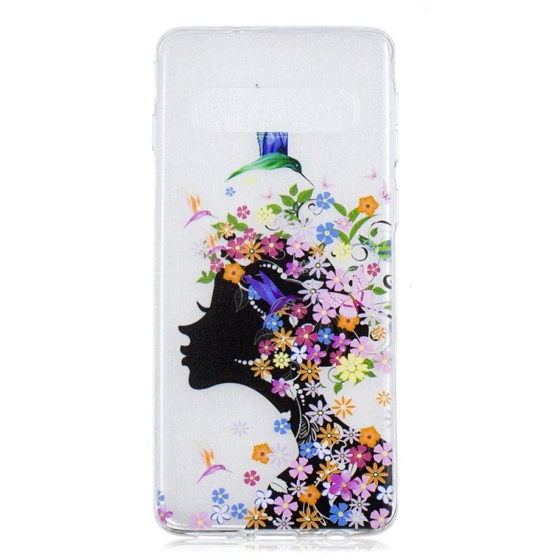 Hoesje voor Samsung Galaxy S10 Transparant Bloemenmeisje