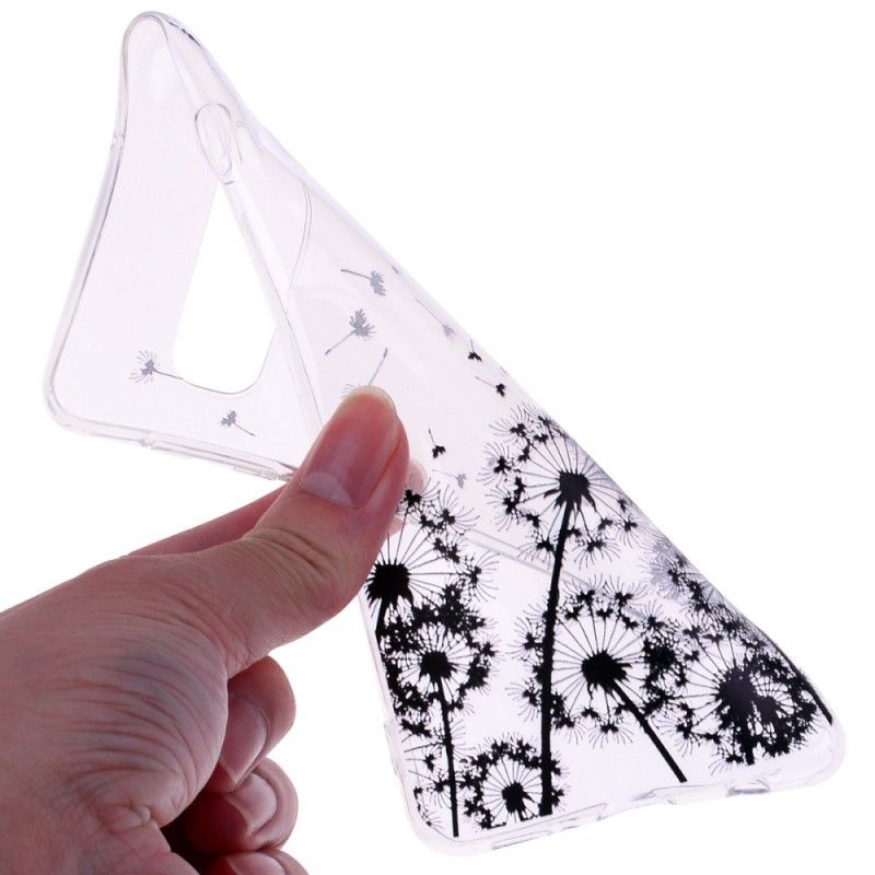Hoesje voor Samsung Galaxy S10 Transparant Zwarte Paardebloemen