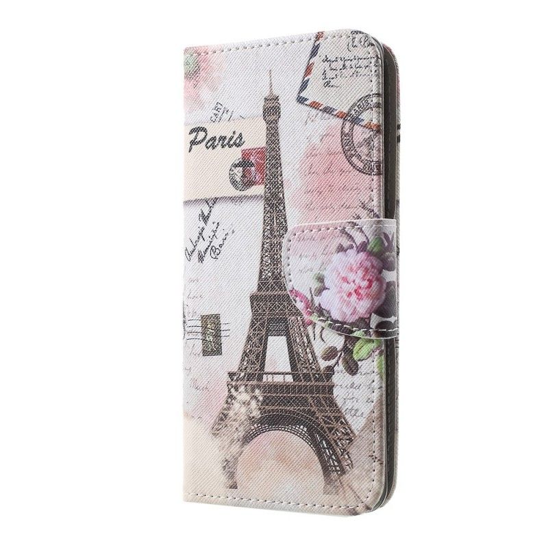 Leren Hoesje Samsung Galaxy S10 Retro Eiffeltoren