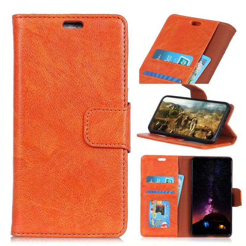 Leren Hoesje Samsung Galaxy S10 Rood Zwart Glanzend Leereffect