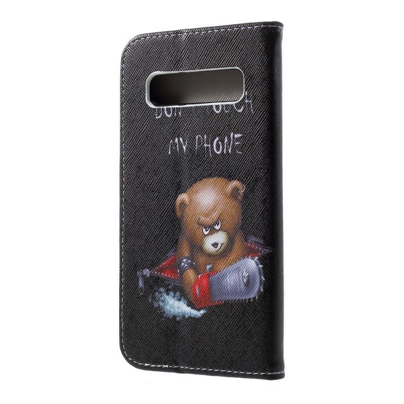 Leren Hoesje Samsung Galaxy S10 Telefoonhoesje Gevaarlijke Beer