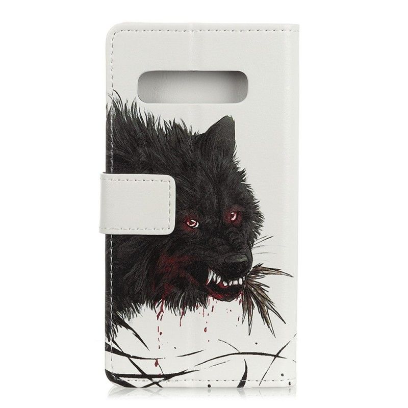 Leren Hoesje voor Samsung Galaxy S10 Hongerige Wolf