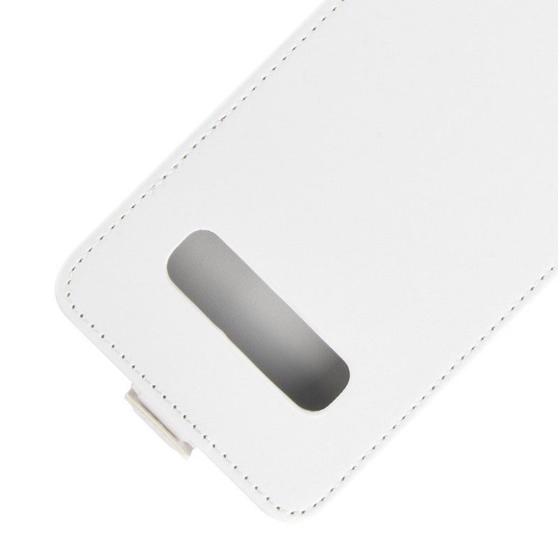 Leren Hoesje voor Samsung Galaxy S10 Wit Zwart Vouwledereffect