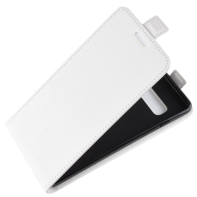 Leren Hoesje voor Samsung Galaxy S10 Wit Zwart Vouwledereffect