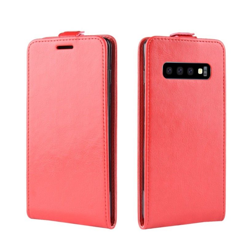 Leren Hoesje voor Samsung Galaxy S10 Wit Zwart Vouwledereffect