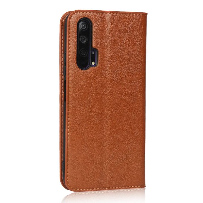 Folio-hoesje Honor 20 Pro Rood Zwart Echt Verouderd Leer