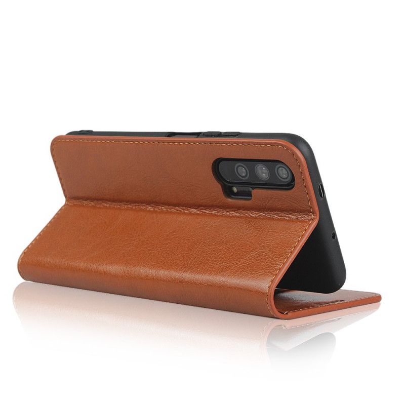 Folio-hoesje Honor 20 Pro Rood Zwart Echt Verouderd Leer