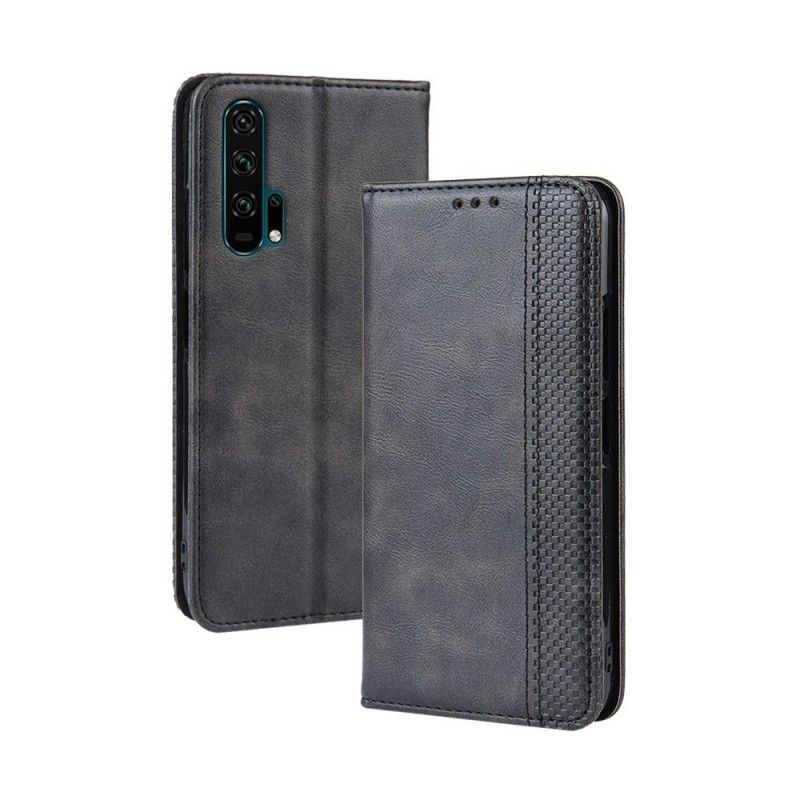 Folio-hoesje Honor 20 Pro Rood Zwart Gestileerd Vintage Leereffect