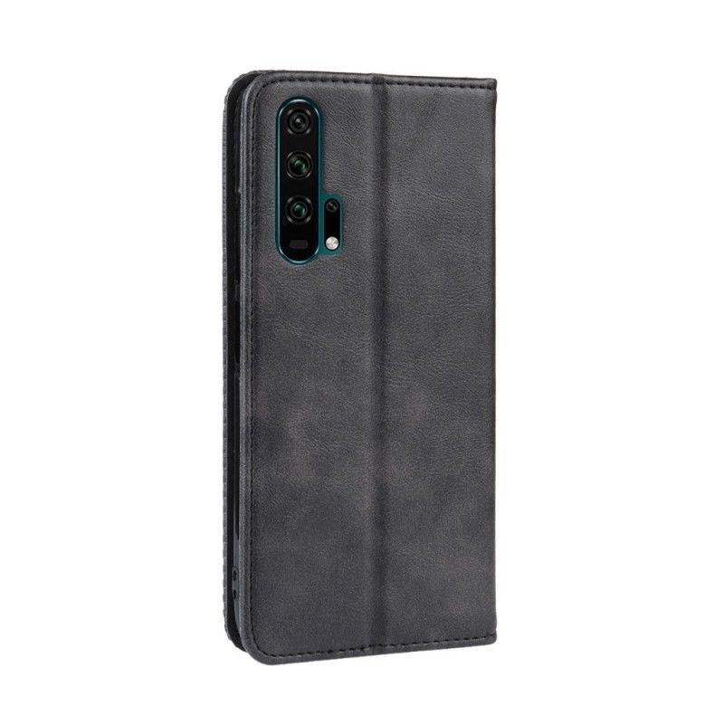 Folio-hoesje Honor 20 Pro Rood Zwart Gestileerd Vintage Leereffect