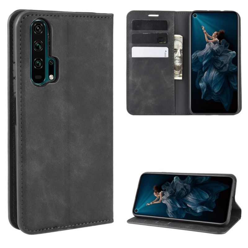 Folio-hoesje voor Honor 20 Pro Zwart Lederen Effect In Zakelijke Stijl