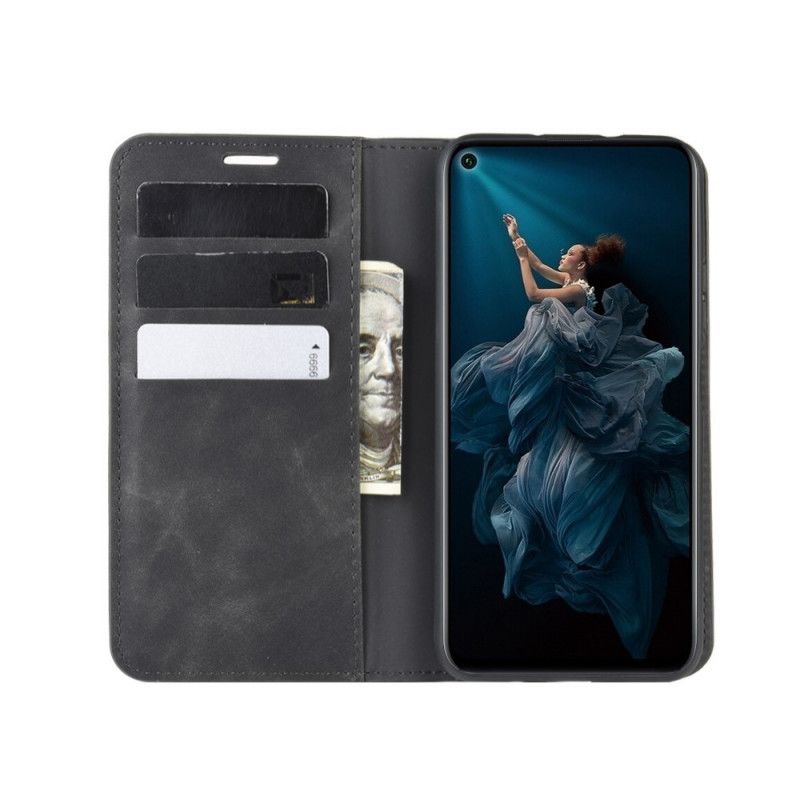Folio-hoesje voor Honor 20 Pro Zwart Lederen Effect In Zakelijke Stijl