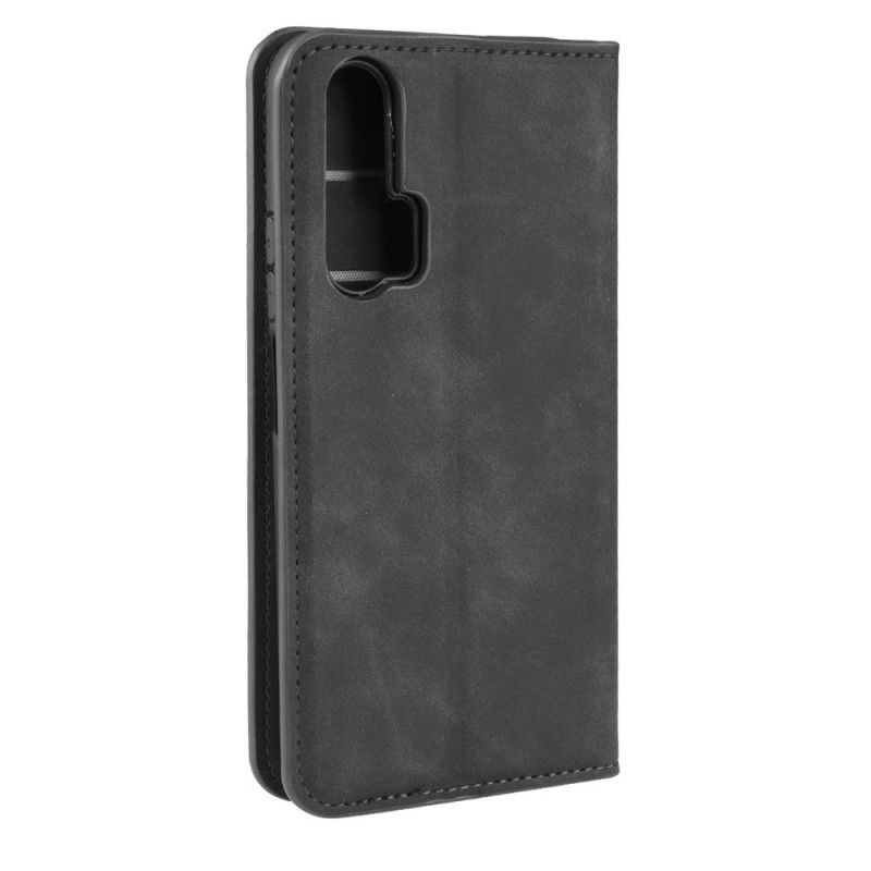 Folio-hoesje voor Honor 20 Pro Zwart Lederen Effect In Zakelijke Stijl