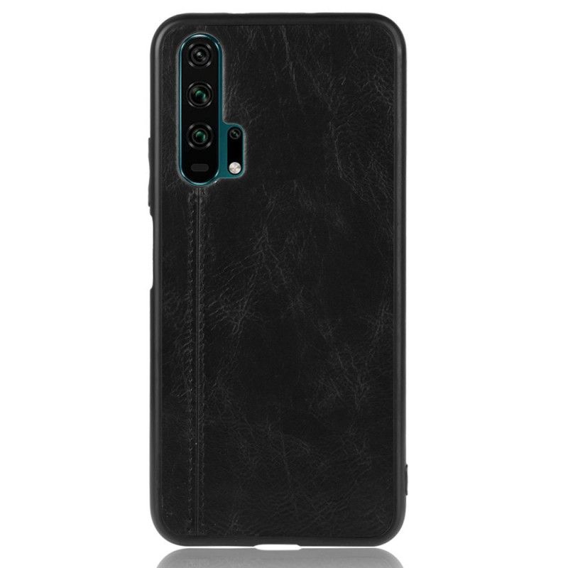 Hoesje Honor 20 Pro Rood Zwart Stiksels In Leerstijl