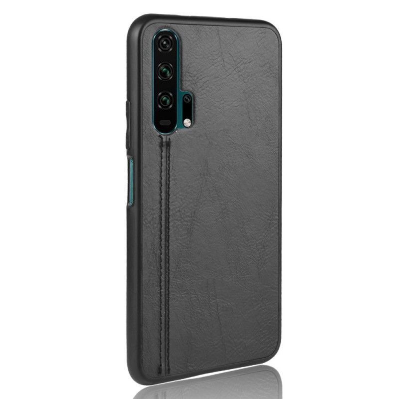 Hoesje Honor 20 Pro Rood Zwart Stiksels In Leerstijl